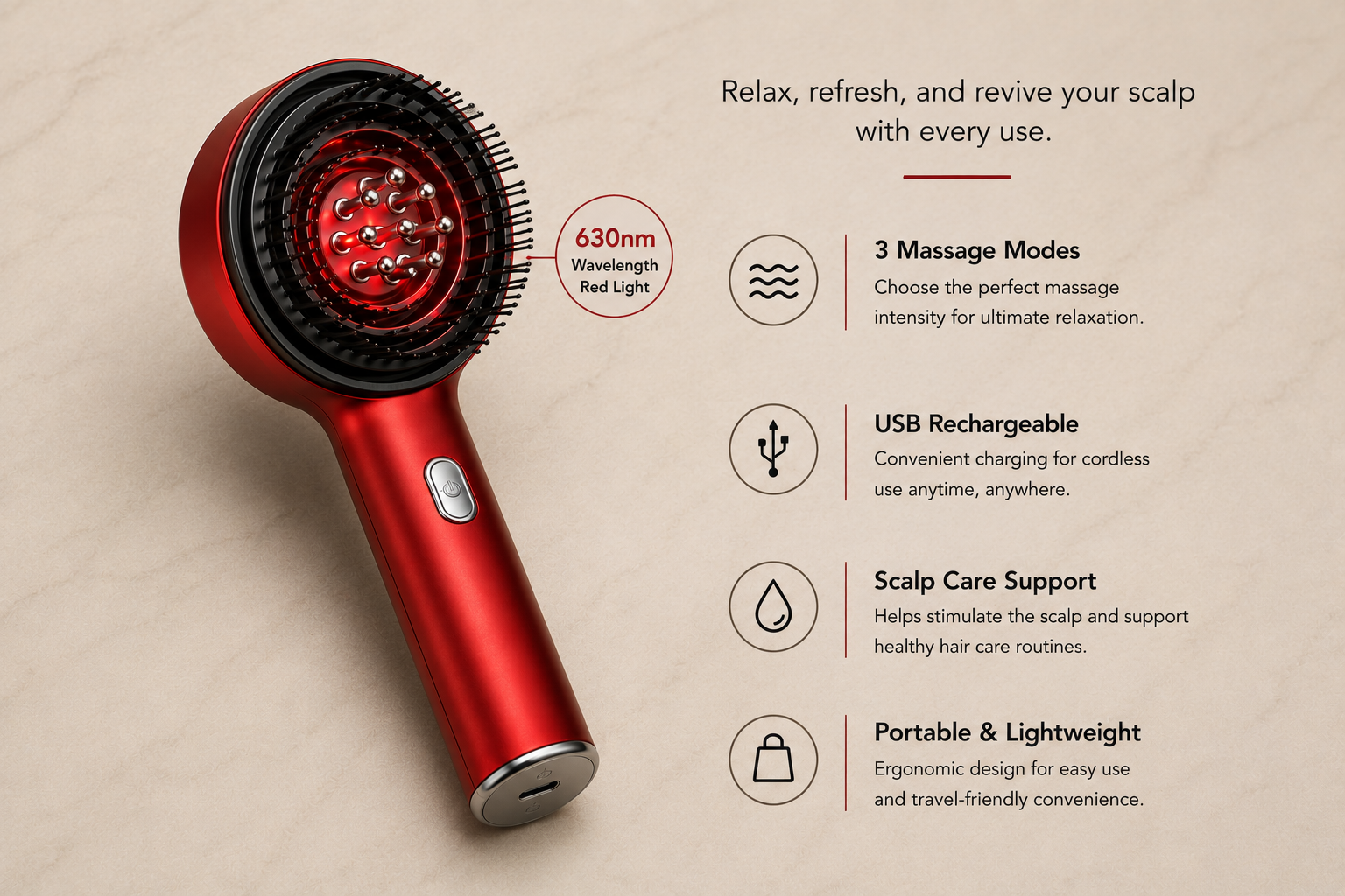 Ledora Red Light Scalp Massage Comb